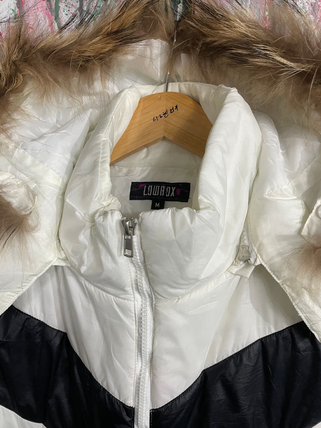 일본 빈티지 퍼 후드 갸루 패딩 베스트 패딩조끼 M 상품이미지7