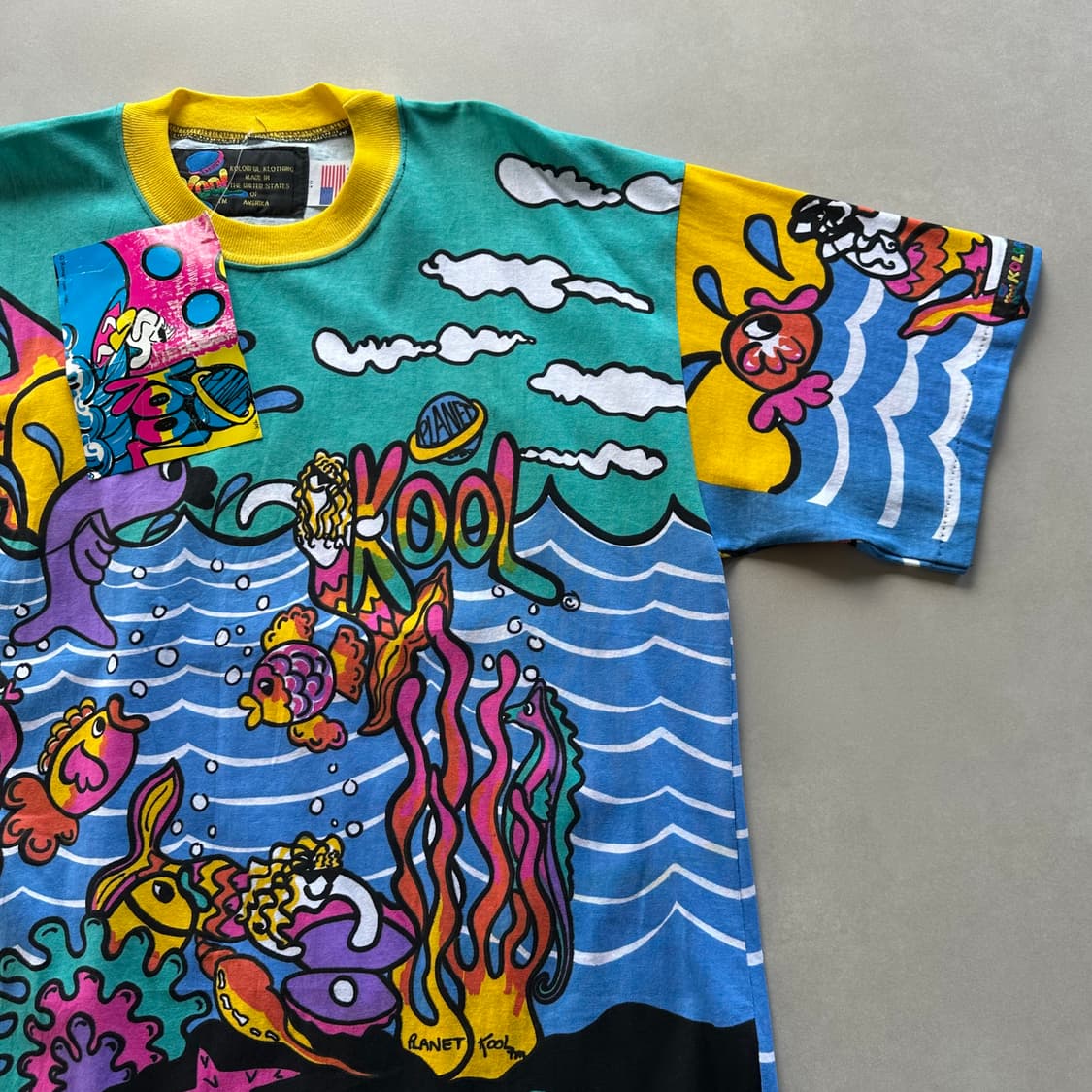 [XL](새상품)90s USA KOOL 컬러풀 아트 티셔츠 상품이미지6