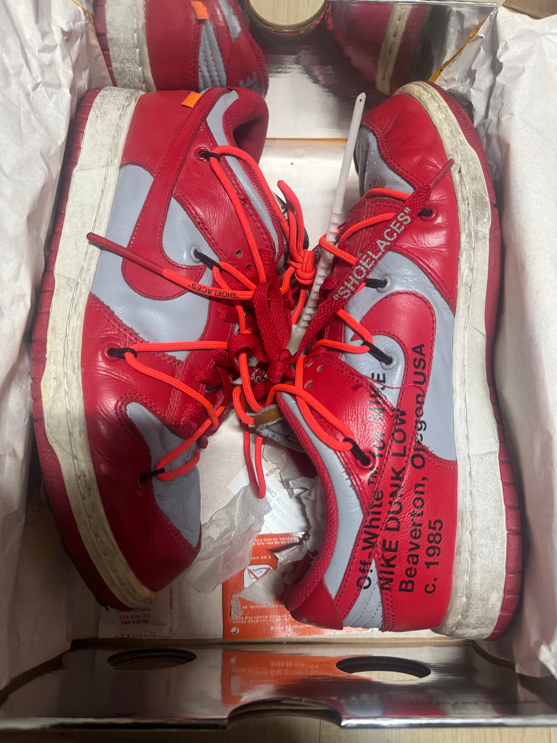 나이키 x 오프화이트 덩크 로우 유니버시티 레드 280 상품이미지6