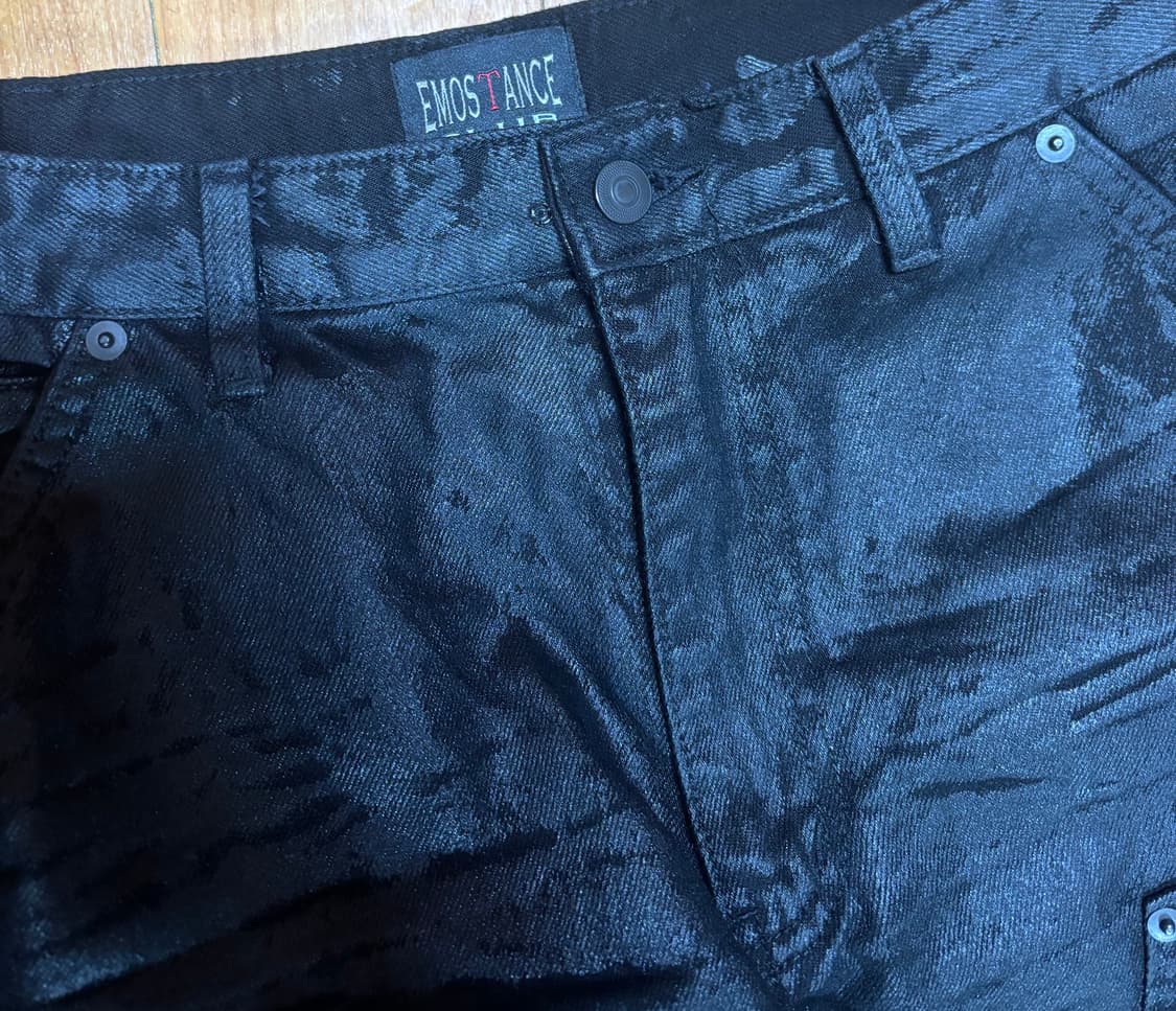 [2] 에모스탠스클럽 블러 코티드 와이드 배기 카펜터진 블랙 상품이미지4