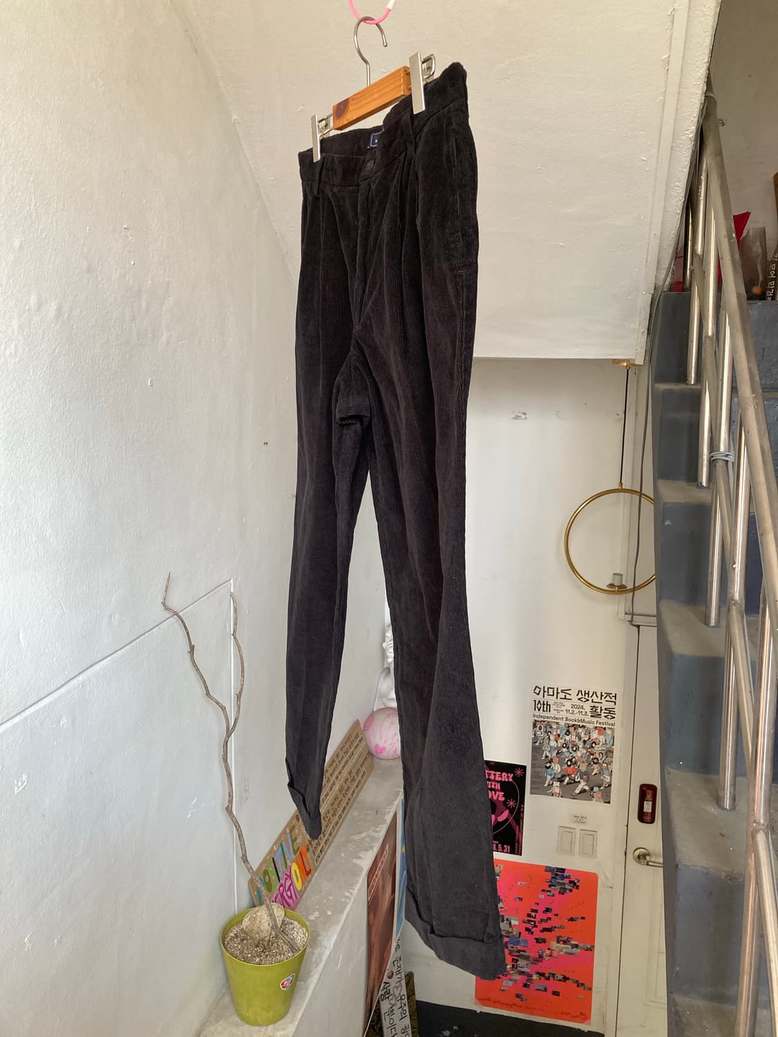 빈티지 베이직 블랙 골덴 팬츠 상품이미지4