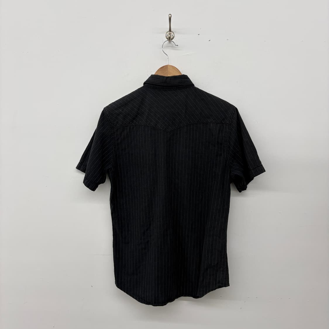 반스 블랙 스트라이프 반팔 셔츠 패치 여성L 상품이미지7