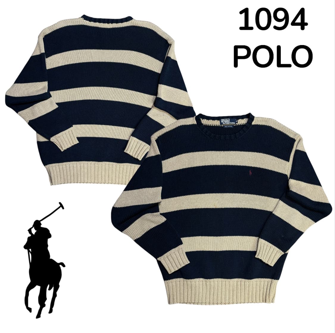 90s 폴로 랄프로렌 단가라 스트라이프 오버핏 니트 스웻셔츠 L 상품이미지1