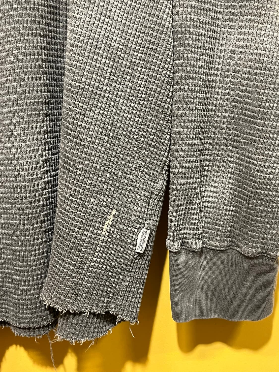 [1] 게더레이지 와이드 컷 와플 슬리브 워시드 카키 상품이미지5