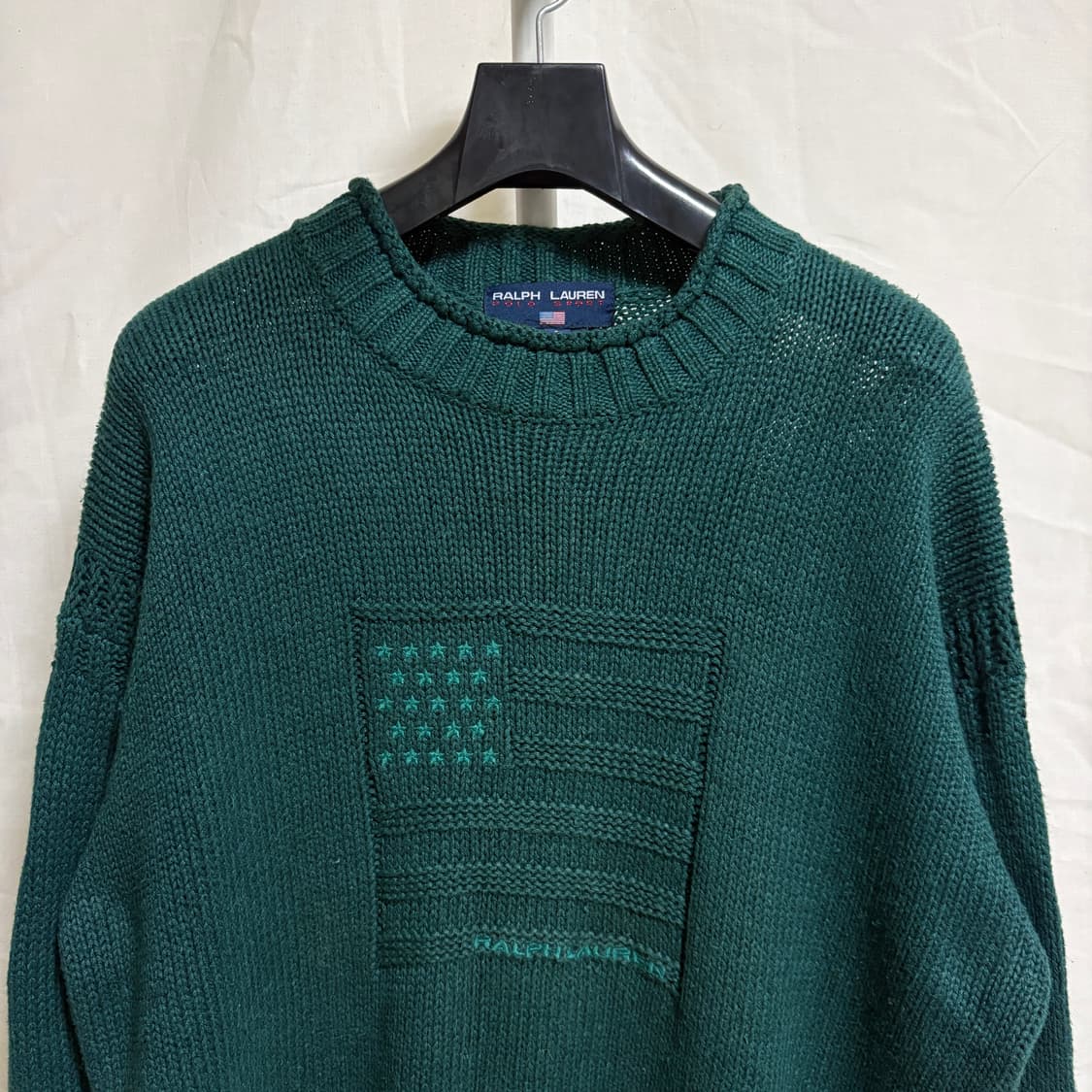 폴로 스포츠 성조기 플래그 코튼 니트 스웨터 / 그린, L 상품이미지2