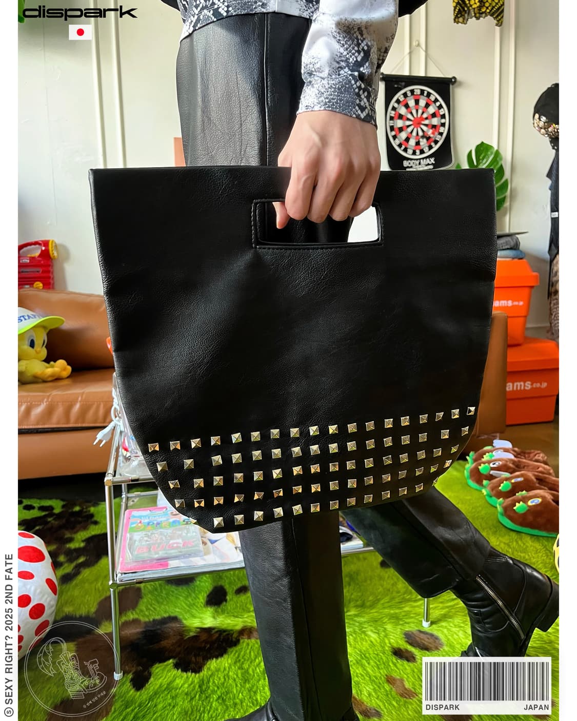 Dispark Real Leather Rock Studs Tote Bag 상품이미지1