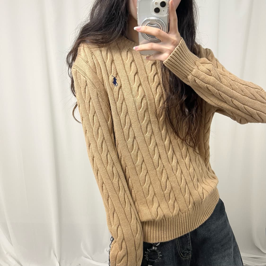 Polo beige cable knit 상품이미지3