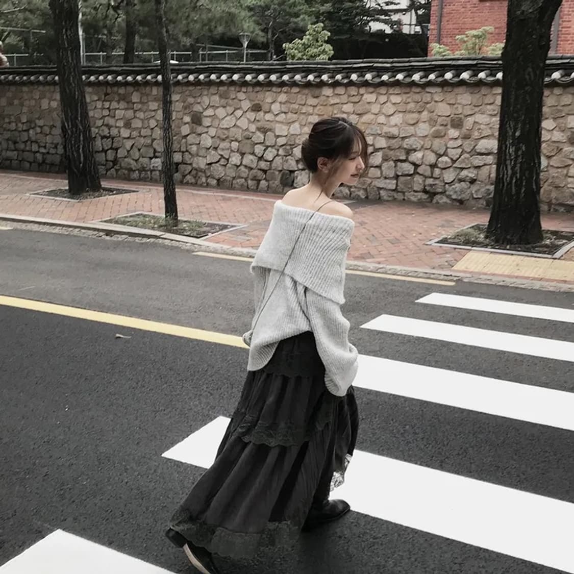 Romantic long skirt grey 상품이미지8