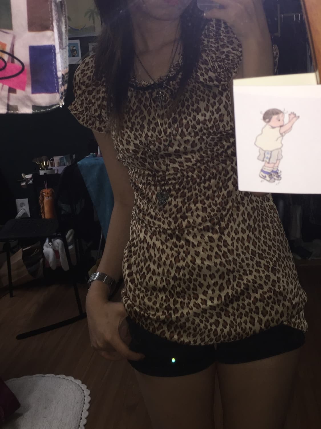 갸루 빈티지 y2k 호피 원피스 슬립 상품이미지1