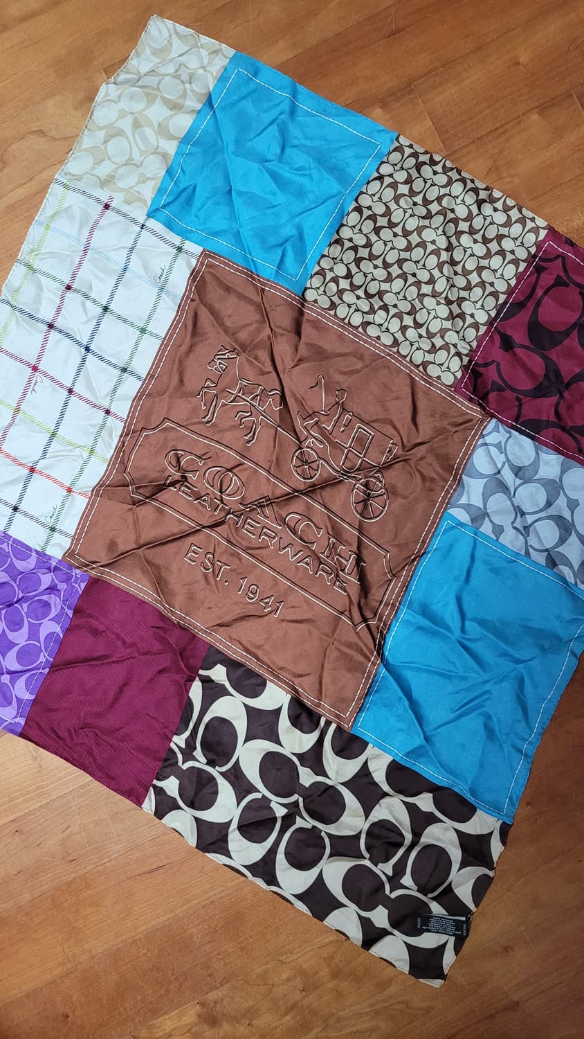 정품 코치 패치워크 실크 스카프 상품이미지7