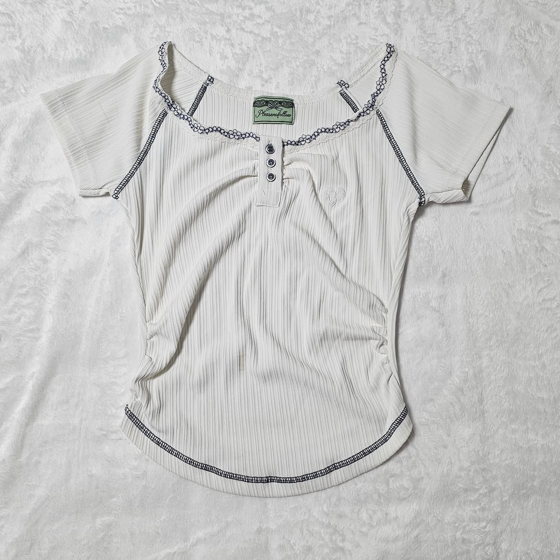 플리즈노팔로우 플노팔 다나탑 화이트 반팔티셔츠 상품이미지1