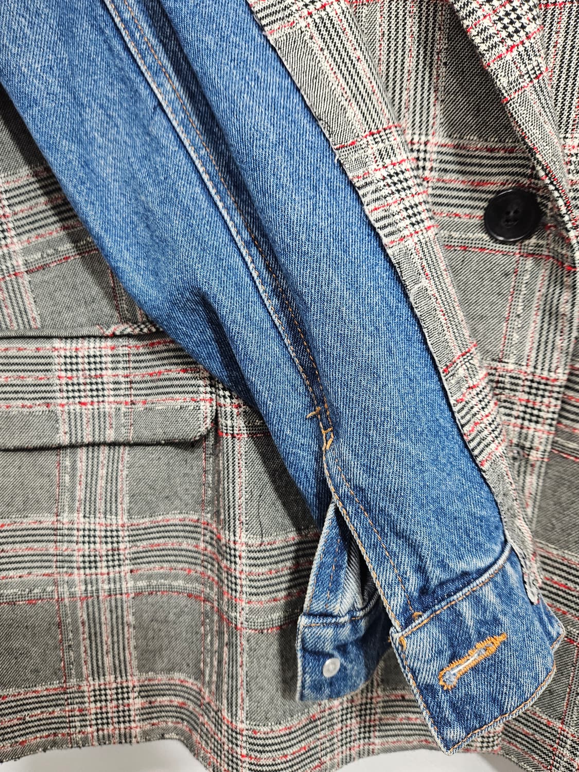 버쉬카(Bershka) 체크 데님 믹스 자켓 상품이미지6