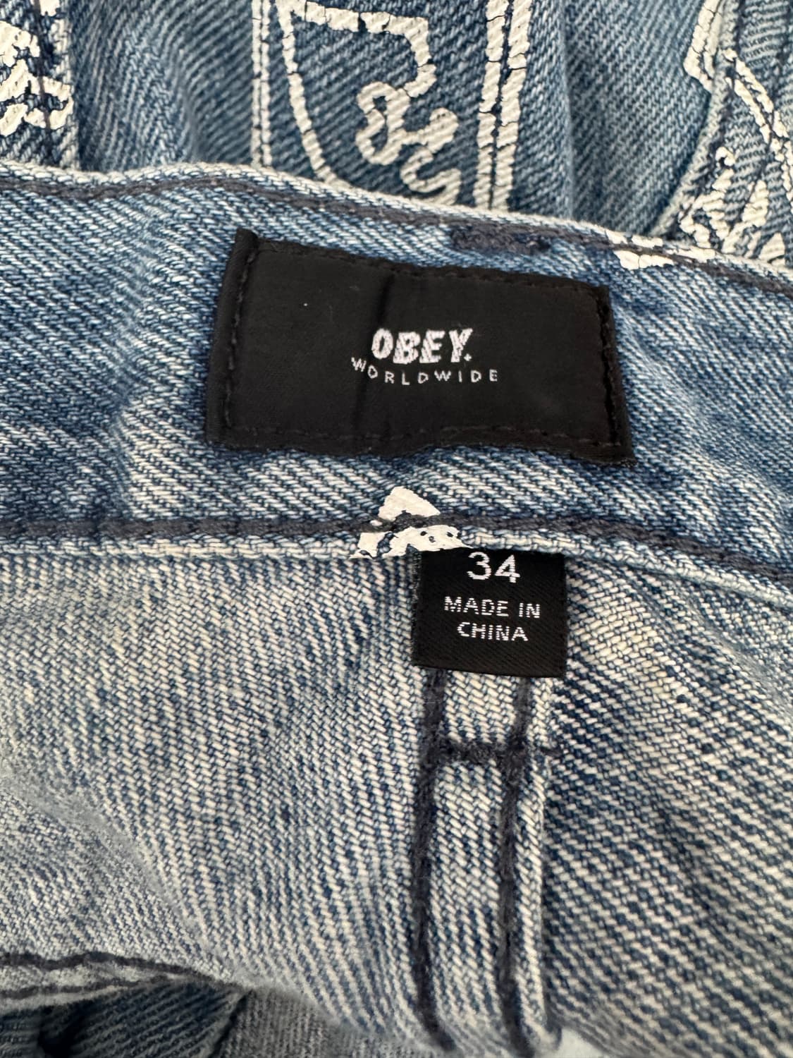 오베이 OBEY 프린트 데님 팬츠 34 상품이미지3
