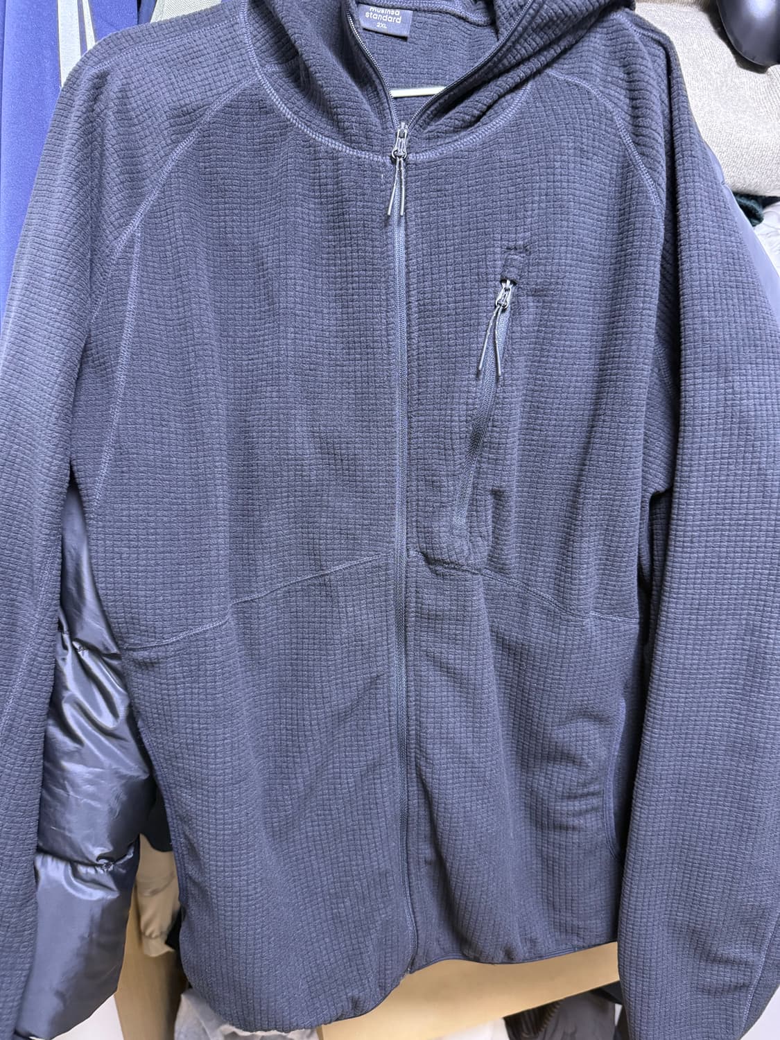 시티 레저 그리드 폴라 플리스 바라클라바 후디드 집업 [블랙] 상품이미지1