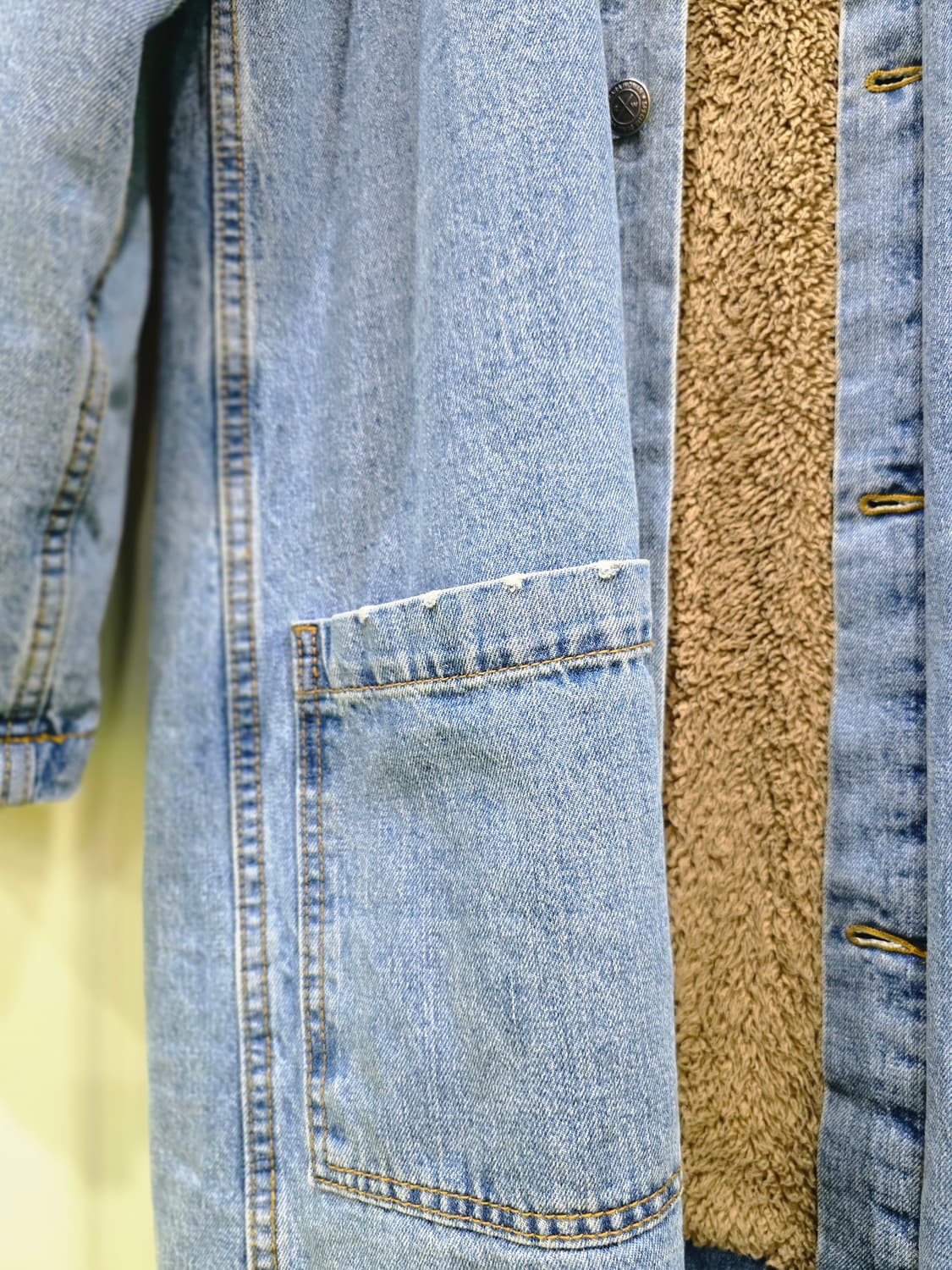 자라 빈티지 퍼 데님 롱 코트 상품이미지4