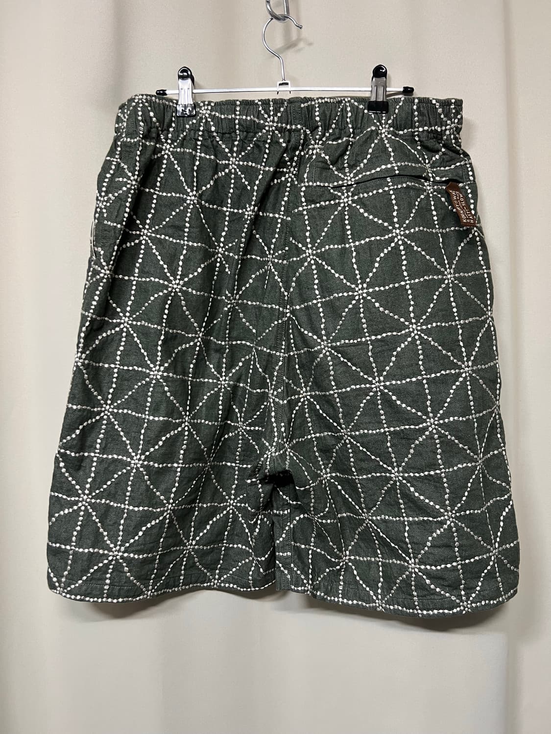 캐피탈 8온즈 컬러 데님 포크 도조 자수 이지 쇼츠 그린 4 상품이미지3