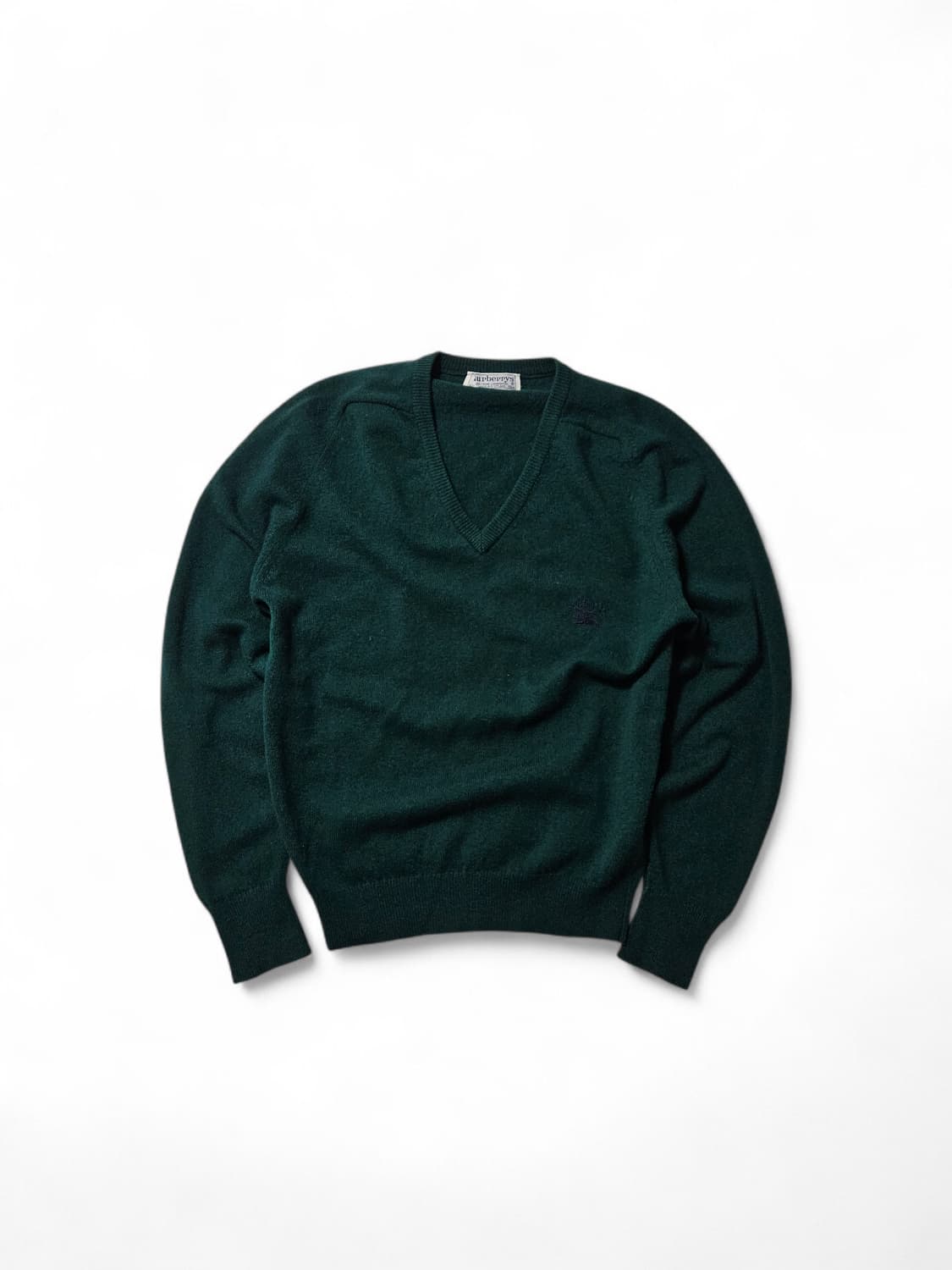 1990's 버버리 브이넥 니트 램스울 스코틀랜드 기마로고 40 상품이미지1