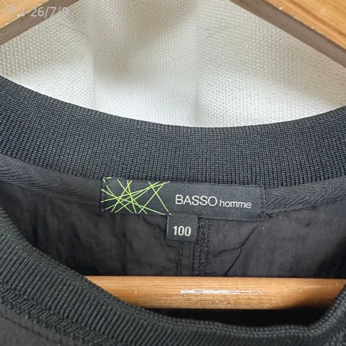 바쏘 남자 나일론 맨투맨 티셔츠 검정 100 상품이미지5
