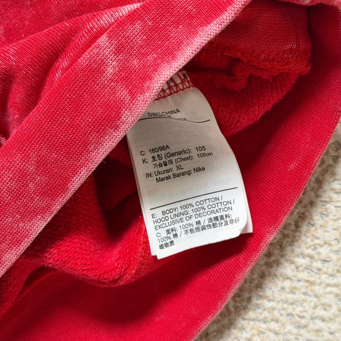 나이키 조던 XL 에센셜 워시드 레드 후드티 상품이미지6