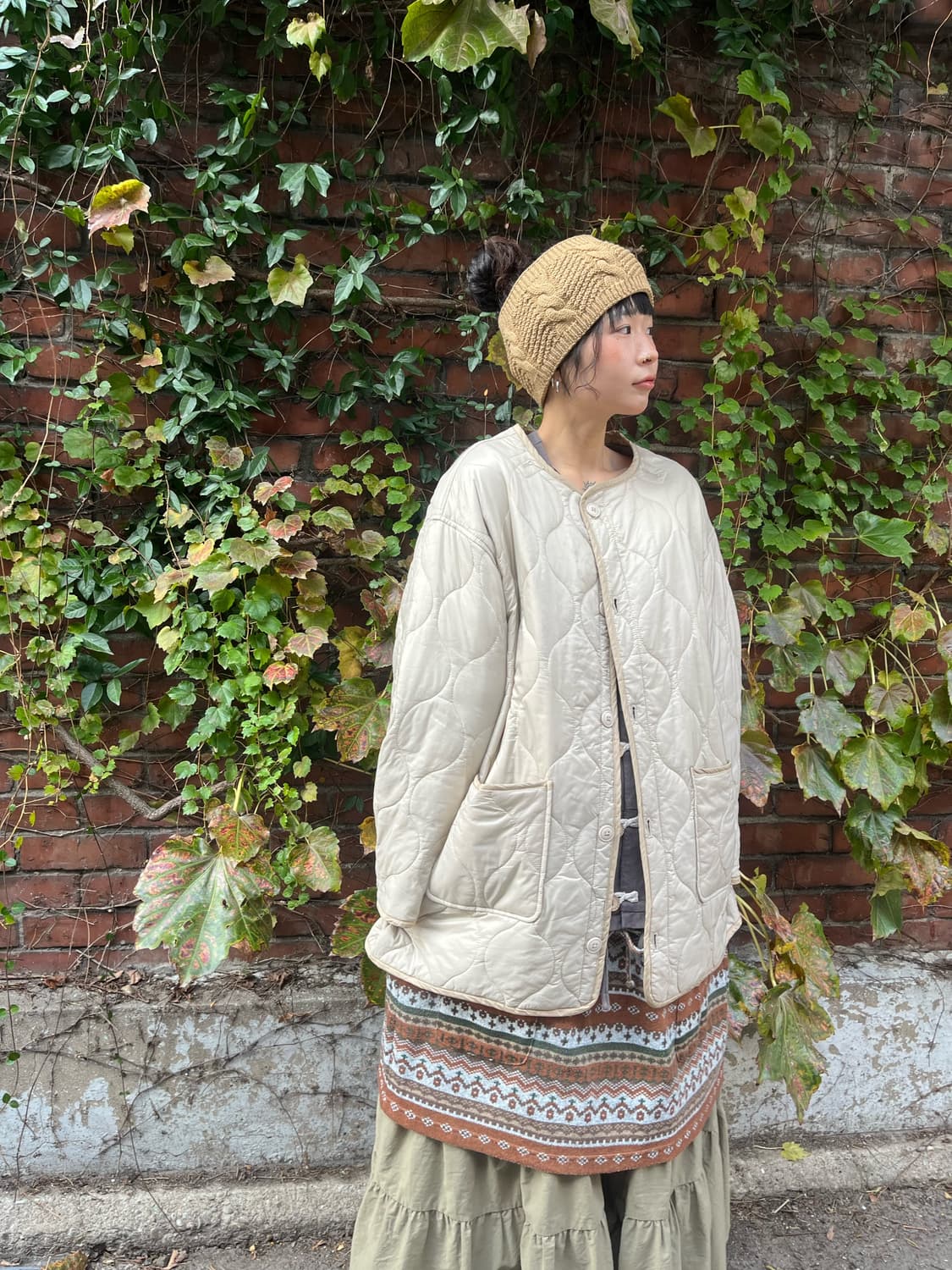 크림 아이보리 퀼팅 아우터 상품이미지1