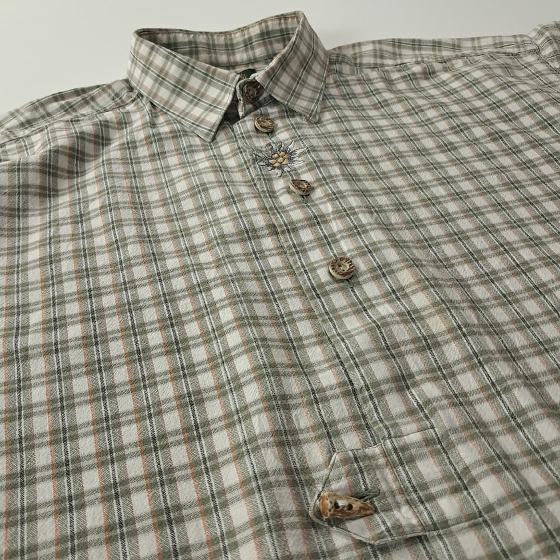 CK361 2XL 오에스 90s 린넨 독일 트라흐텐 알펜 반팔 셔츠 남 상품이미지4