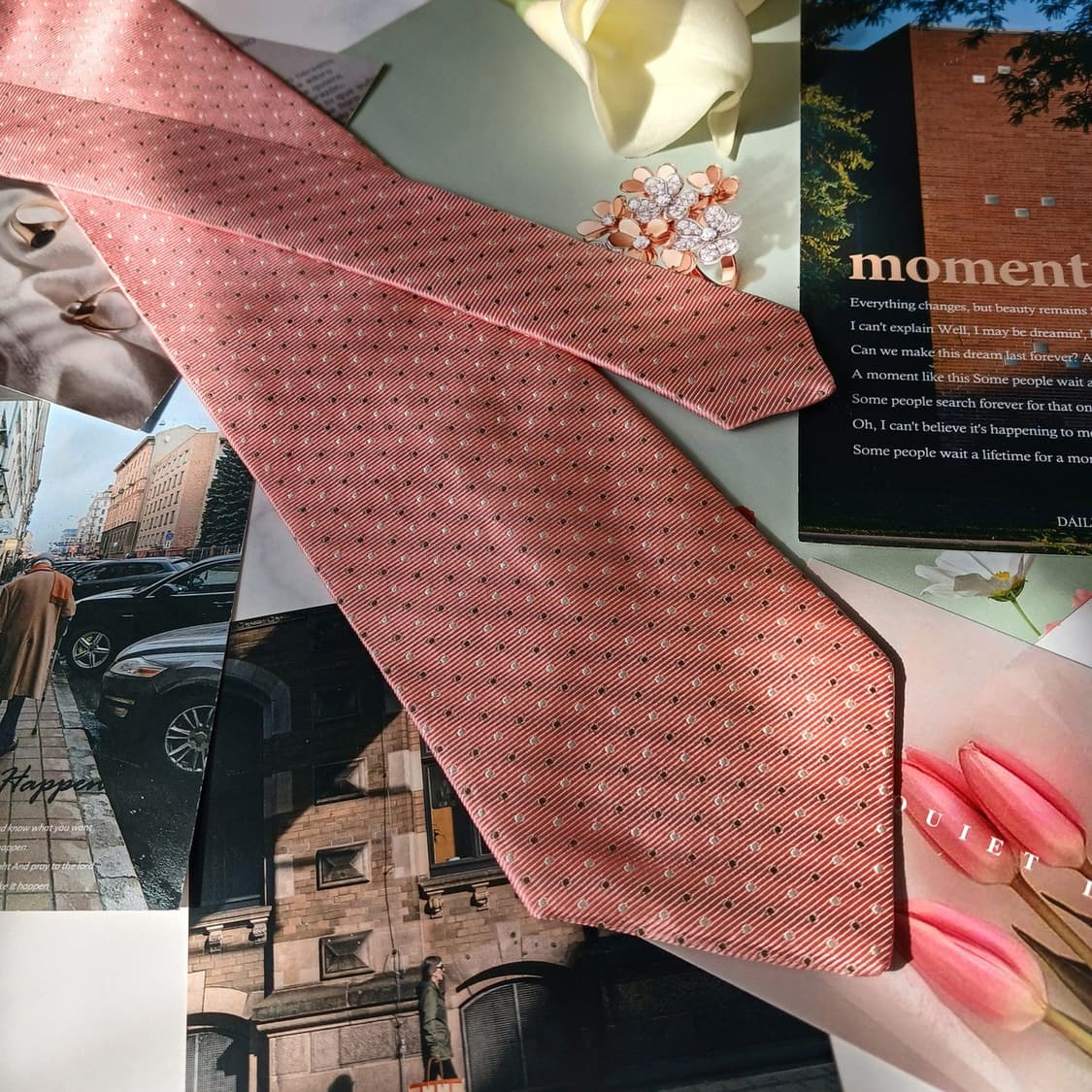 란셀 실크 핑크 도트 패턴 넥타이 9.7cm A+~A등급 E716
 상품이미지3