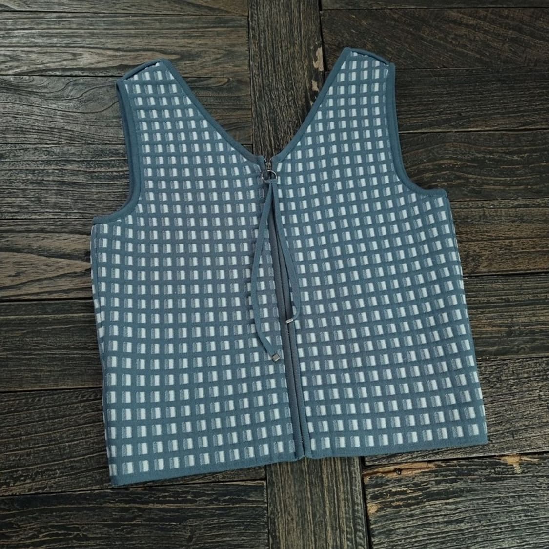 [시스템] 체크 니트 집업 뷔스티에 M18991 상품이미지1