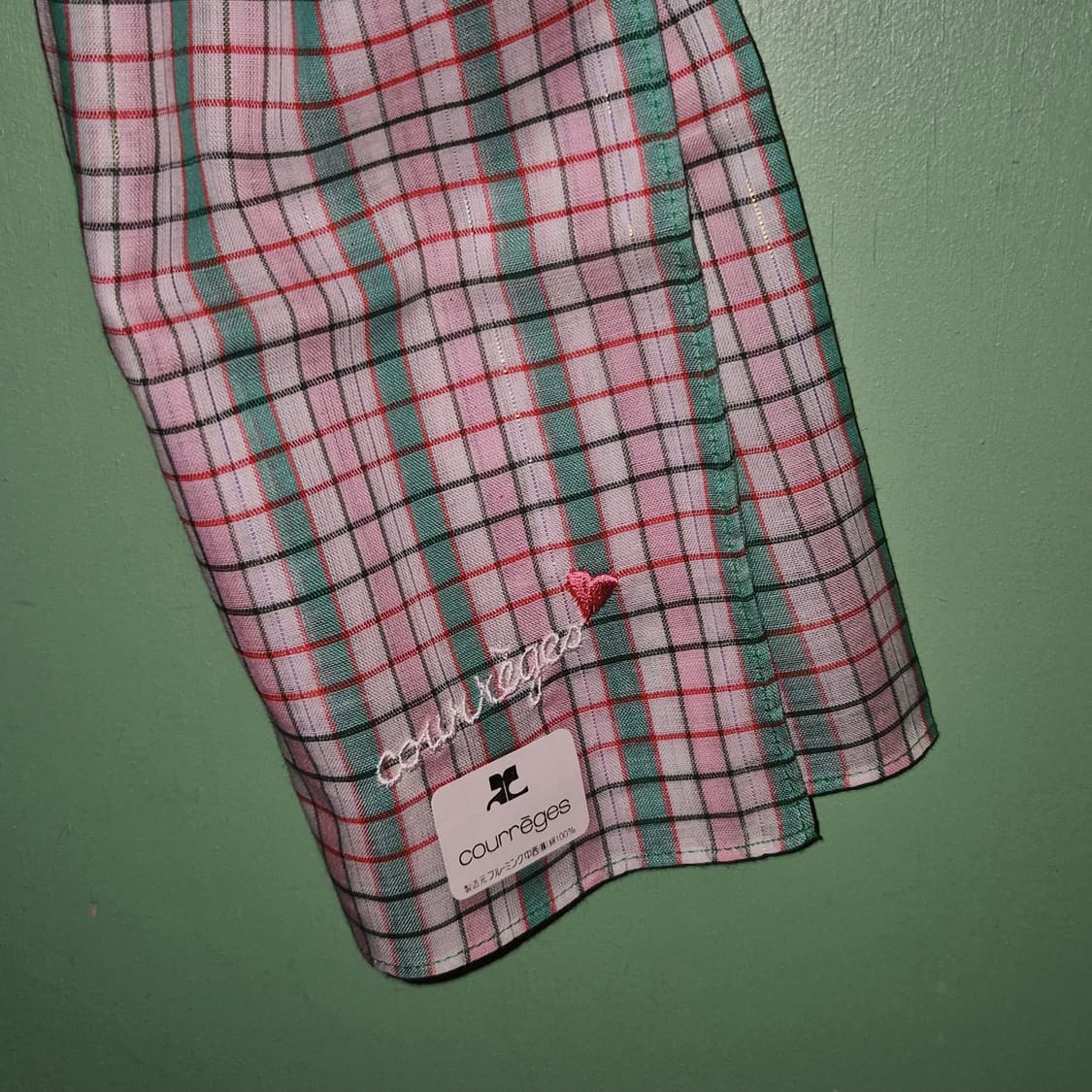 90s 꾸레쥬 레트로 타탄 체크 패브릭 손수건 상품이미지7