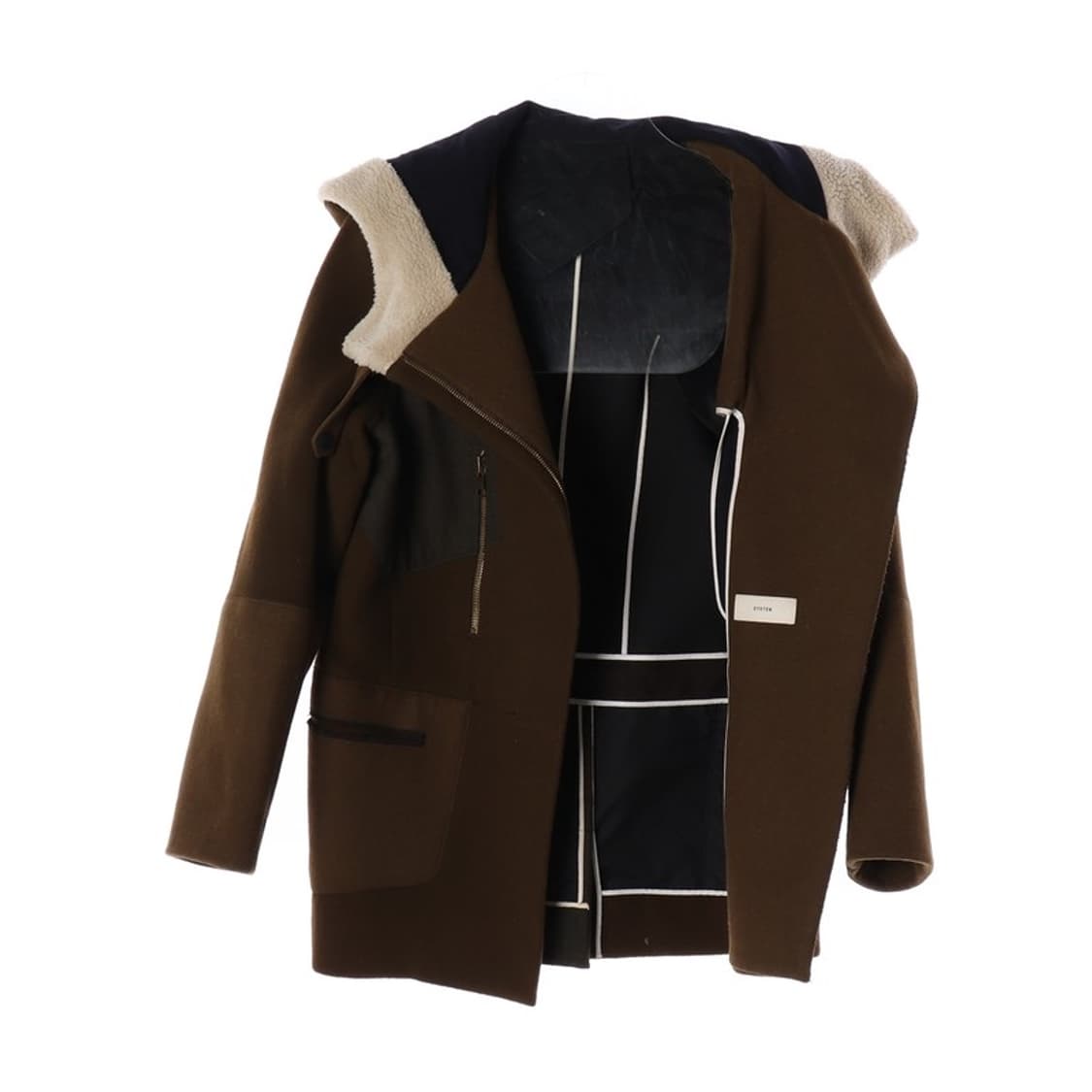 시스템 무스탕 후드 코트 상품이미지6