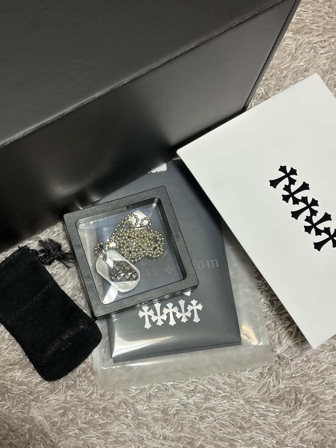 크롬하츠 레이즈드 세메터리 도그택 팬던트 + 정품 볼체인 30인치 상품이미지1