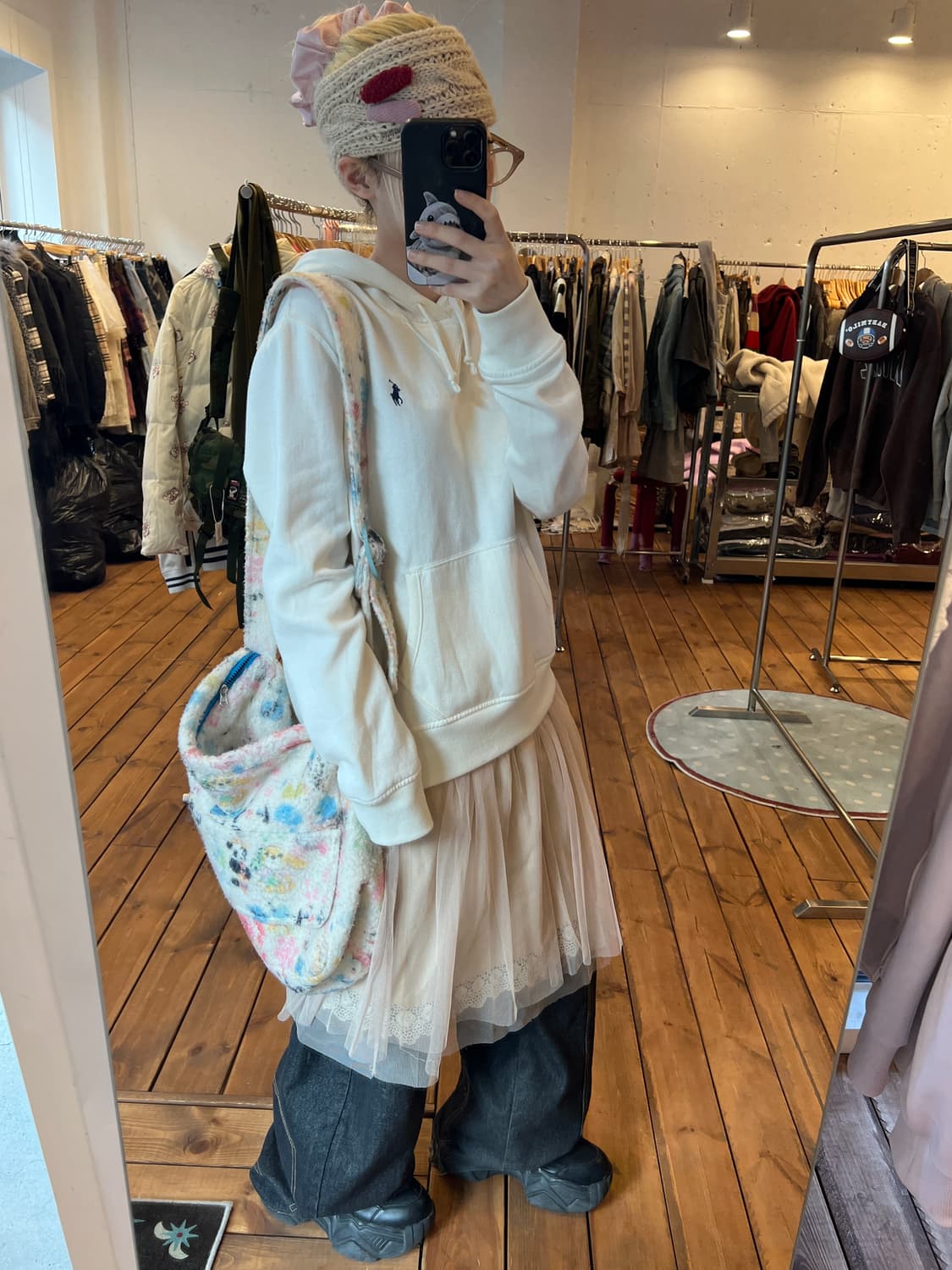 폴로 화이트 베이직 후드티 상품이미지6