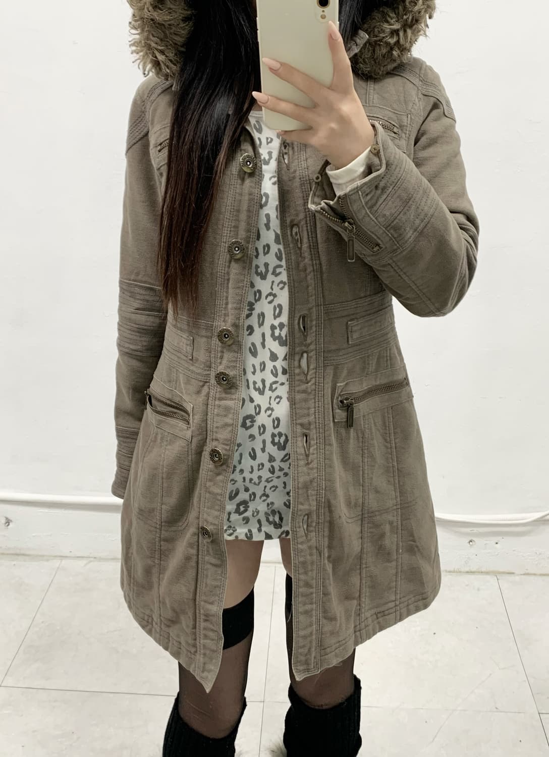 [ARMAR FEANS] 울프죠 y2k 베이지카키 야상 상품이미지4