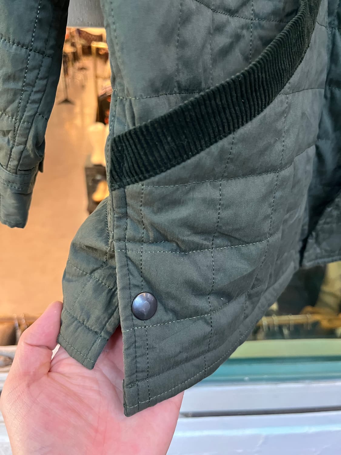 Gray story JAPAN 퀼팅 올리브 그린 후드 파카 L 상품이미지3