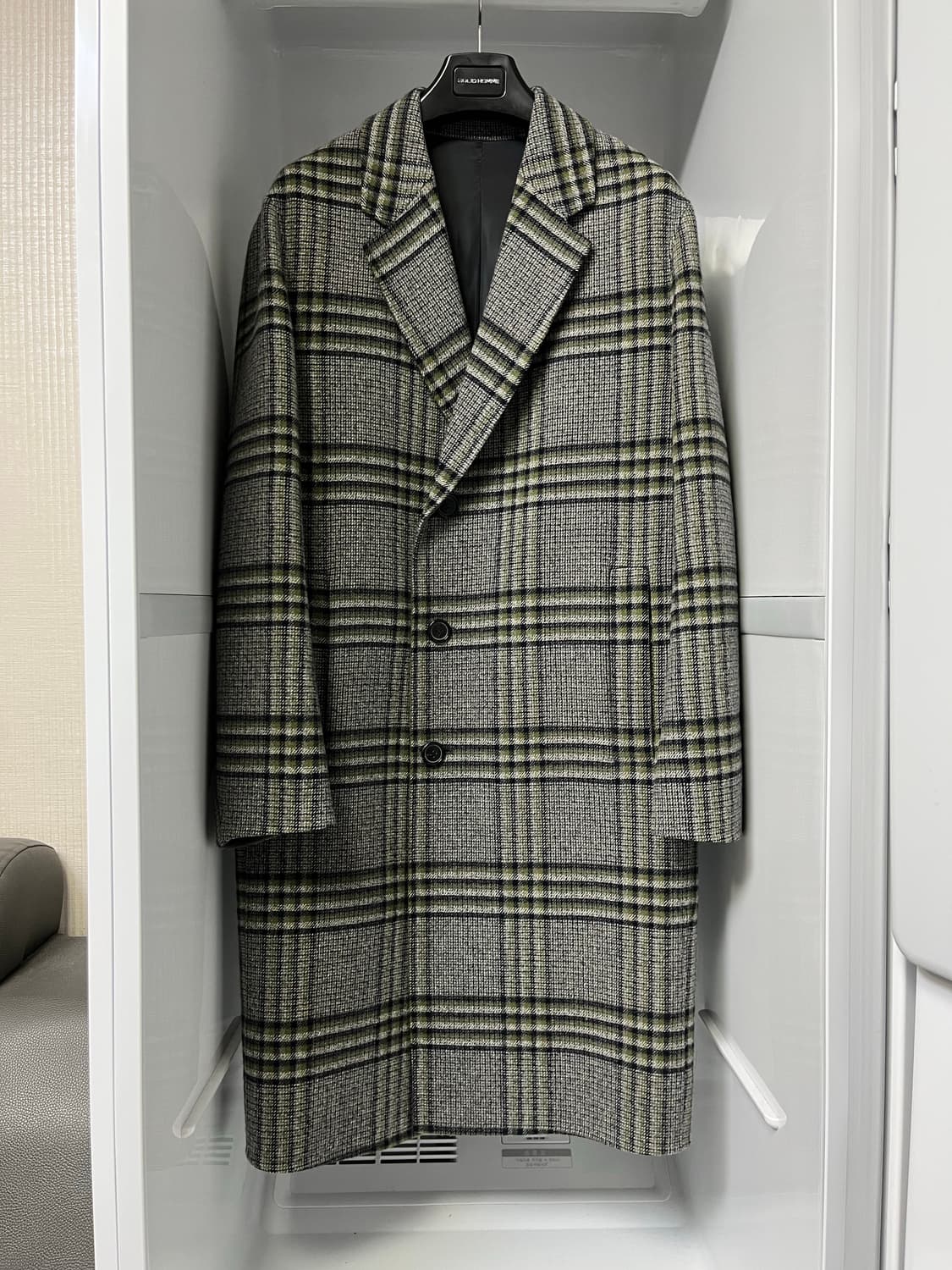 솔리드옴므 체크 세미오버핏 핸드메이드 코트 46사이즈 상품이미지1