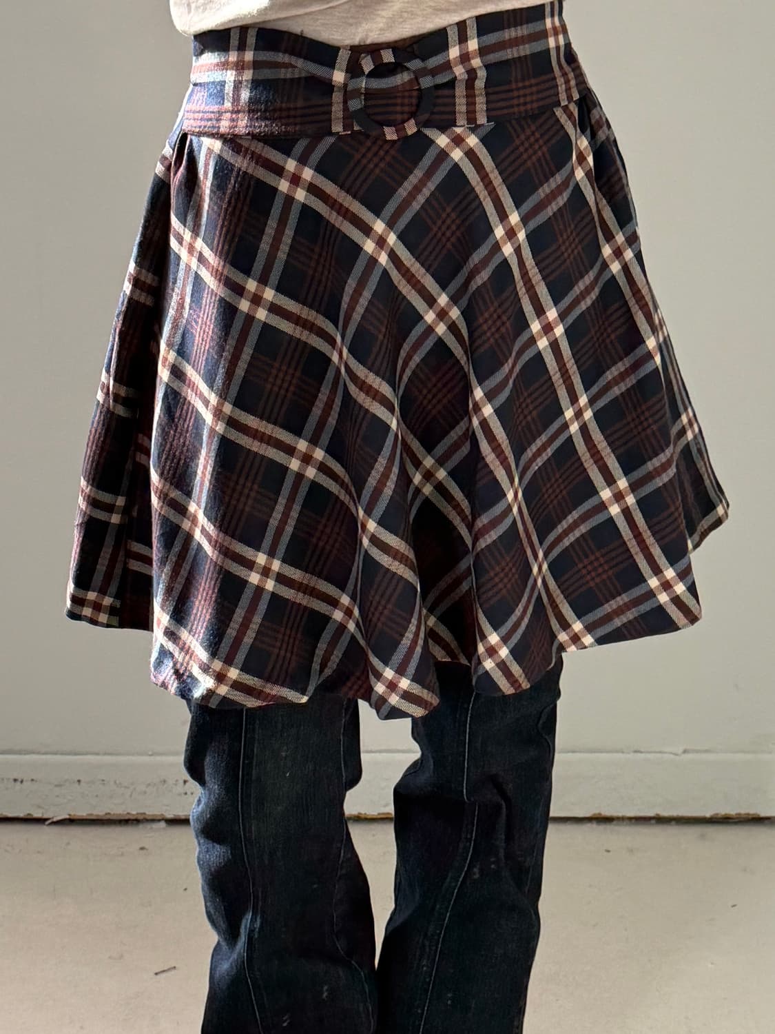 일본빈티지 체크 미니 플레어스커트 상품이미지3