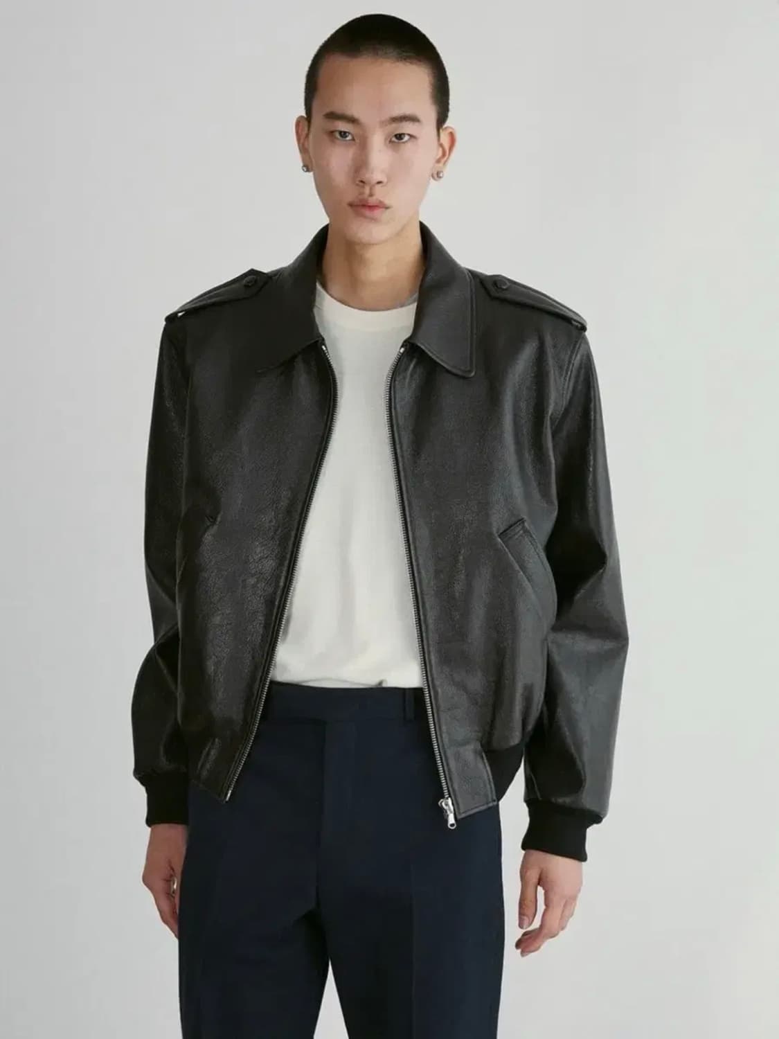 [M] 렉토 벤 에폴렛 고트 레더 가죽 점퍼 자켓 상품이미지1