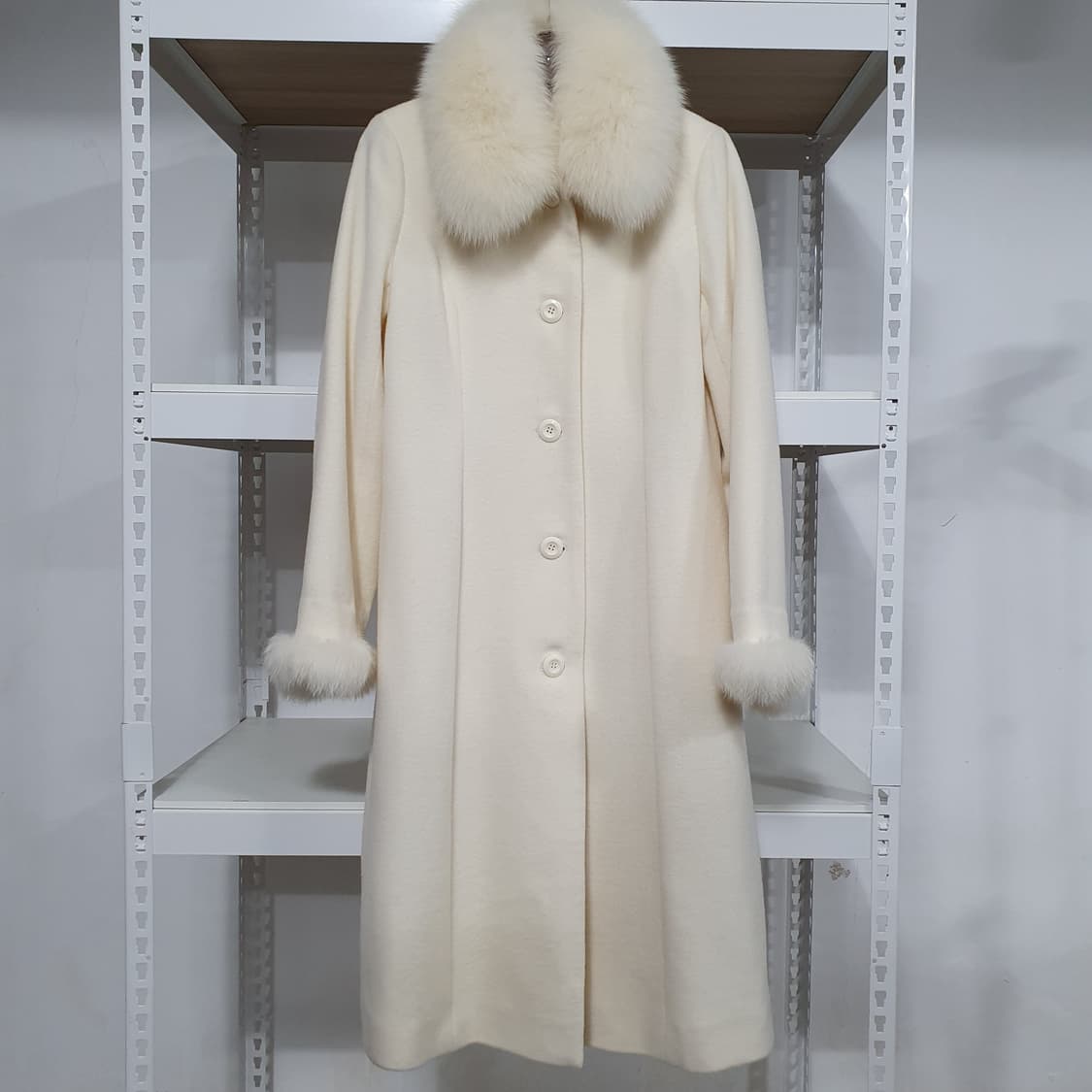 빈티지 아이보리 폭스퍼 롱 코트 상품이미지1