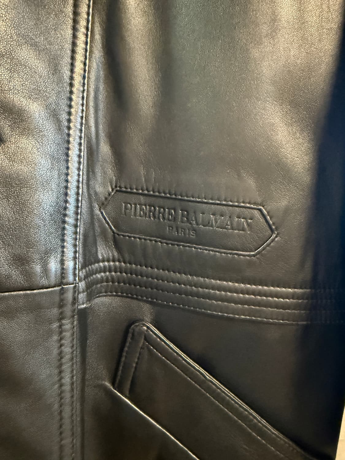 피에르 발망 1990년대 양가죽 하프코트 퍼카라 블랙 상품이미지5