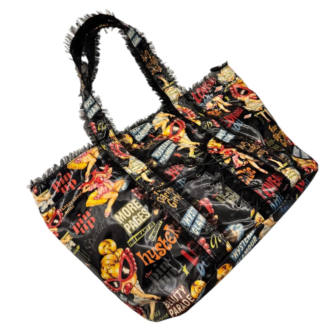 히스테릭글래머 PVC 프릴 레이스 숄더백 블랙 상품이미지4