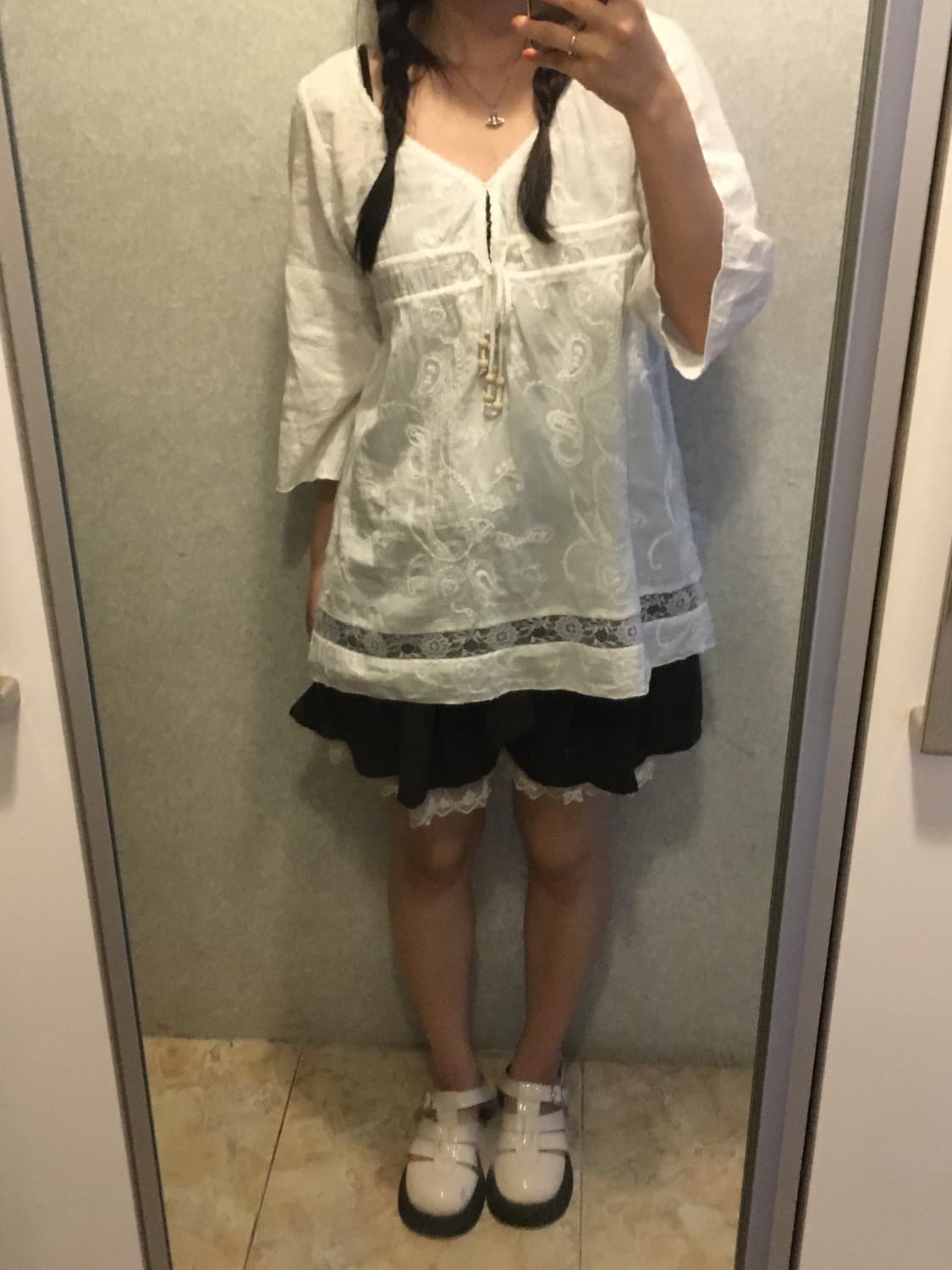 카키 레이스 반바지 상품이미지5