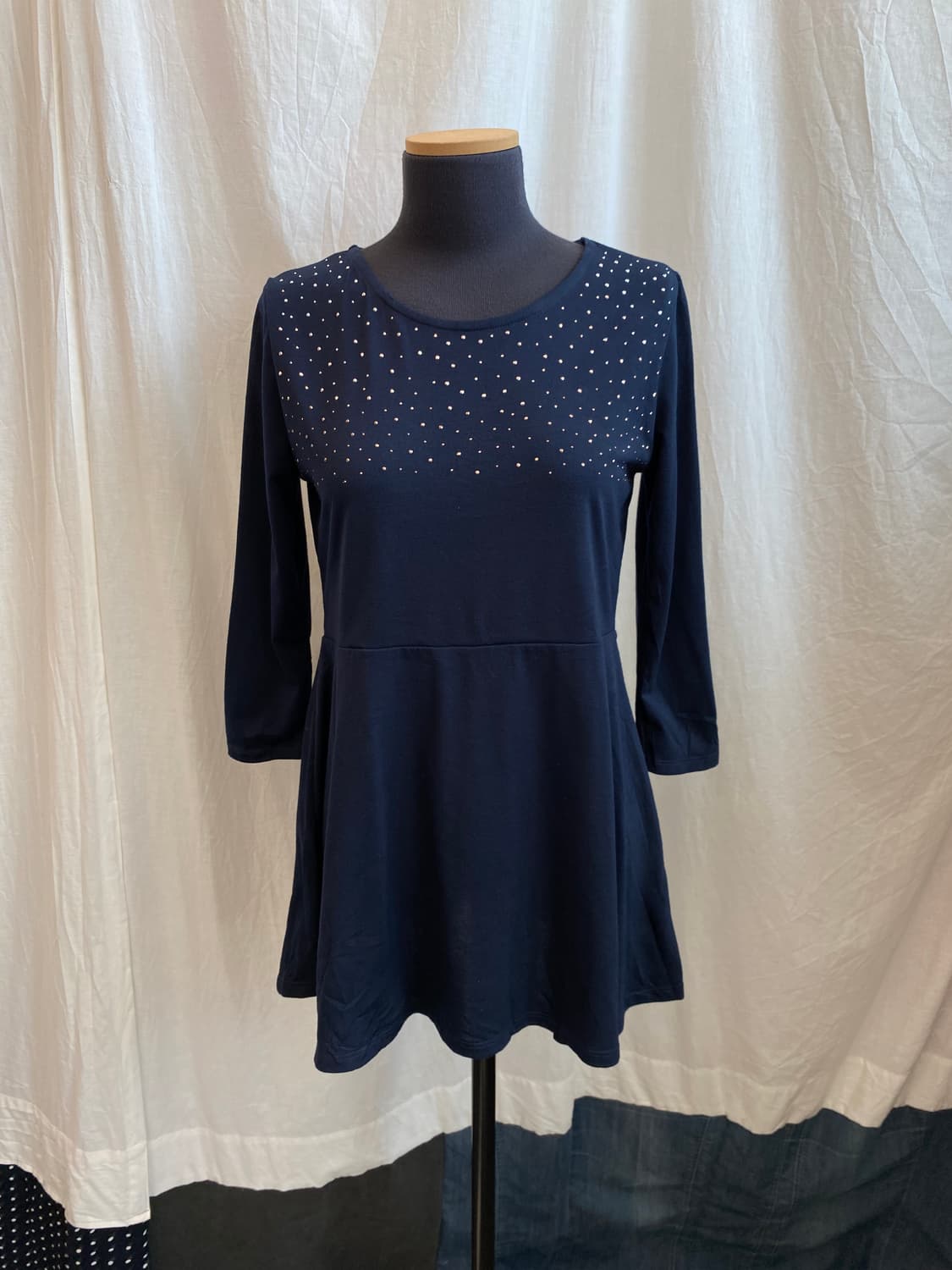 네이비 큐빅 7부탑(L) 상품이미지1