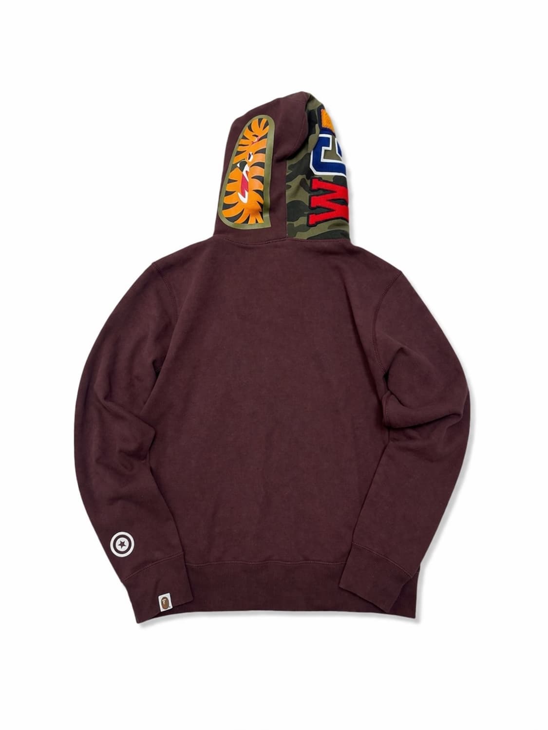 베이프 샤크 풀집업 후드 버건디 카모 믹스 상품이미지2