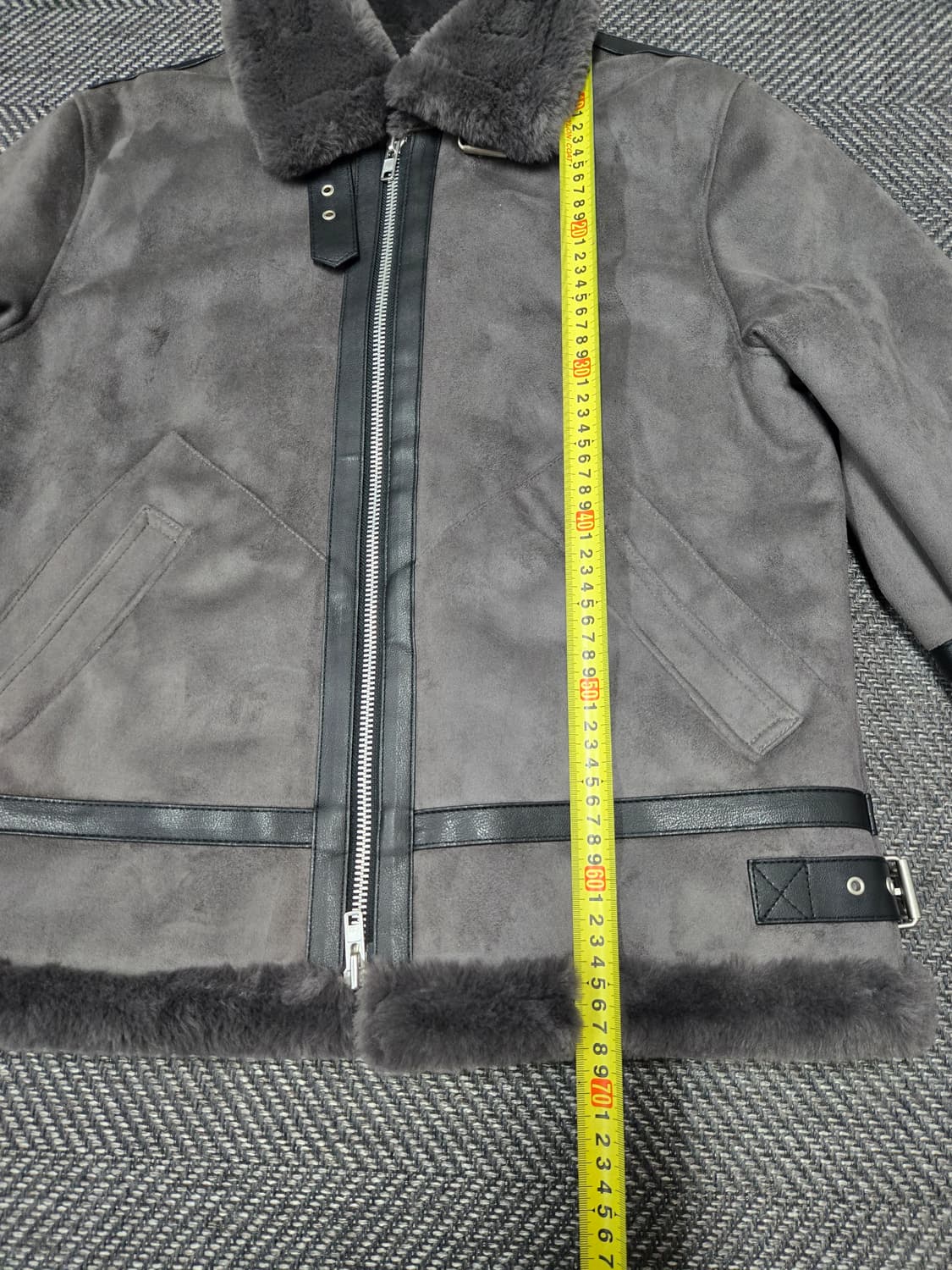 도프제이슨 솔리드 스웨이드 무톤 자켓 무스탕 그레이 상품이미지9