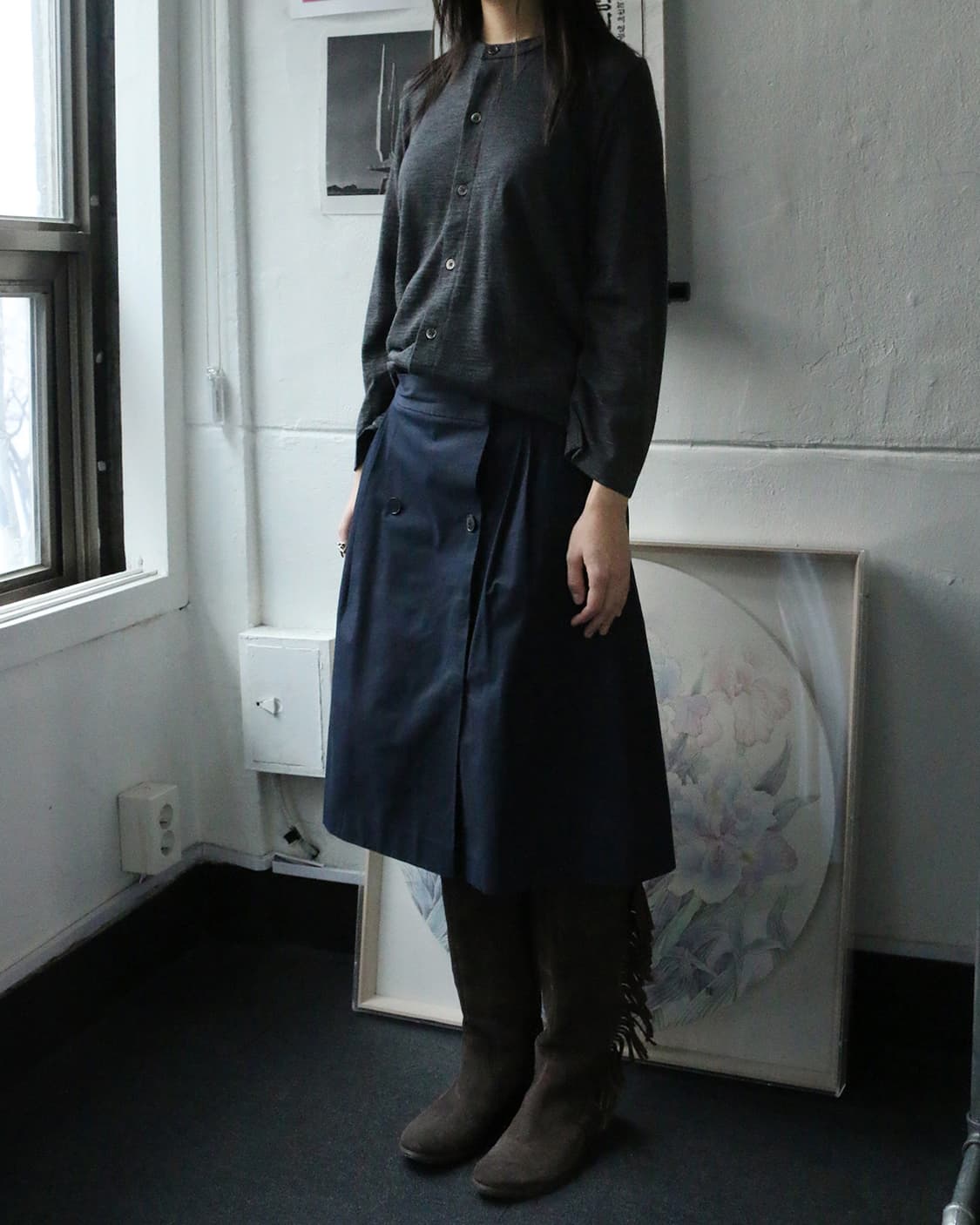 질 샌더 더블 버튼 플리츠 스커트  상품이미지2