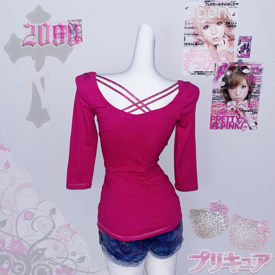 EGOIST 핫핑크 백스트랩 와투케 갸루 대장템  상품이미지4