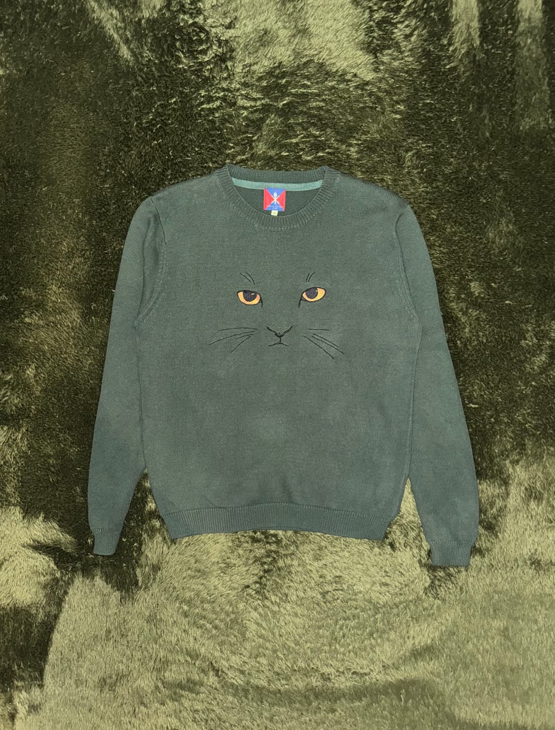 [M] 오프닝 세레머니 캣 엠브로이더리 니트 그린 상품이미지1