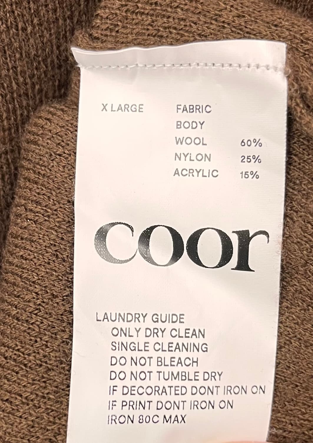 쿠어 COOR 브라운 울 니트 XL 상품이미지4