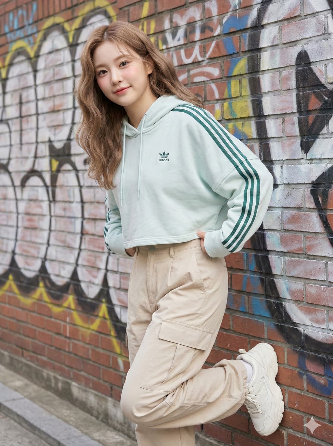 아디다스 오리지널스 3-스트라이프 크롭 후드티 상품이미지1