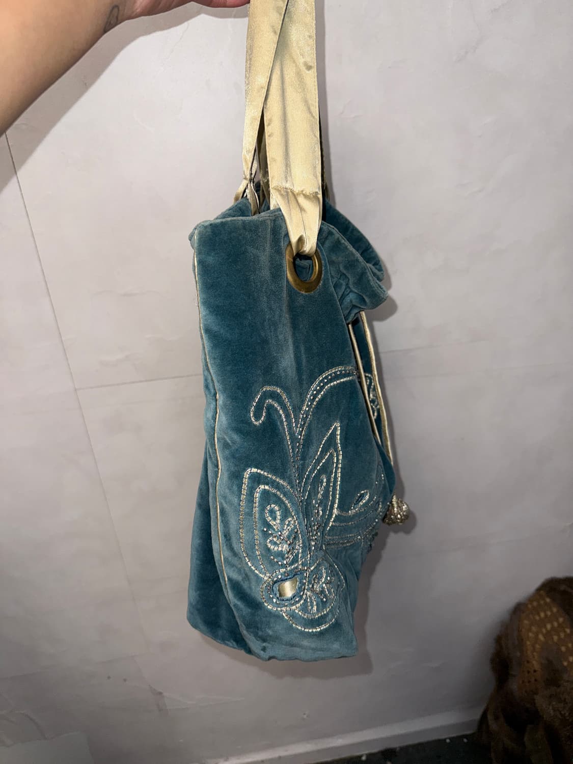 Blue green velvet oriental embroid 숄더백 상품이미지3