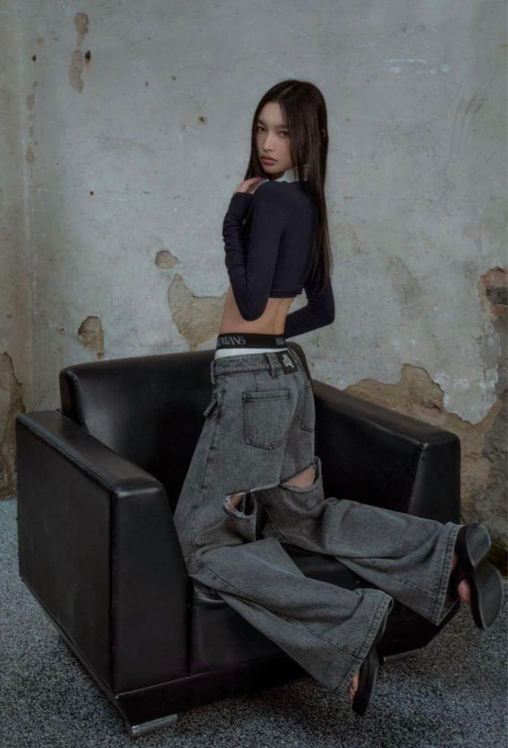 앤드왕 백 커팅 데님 팬츠 상품이미지1